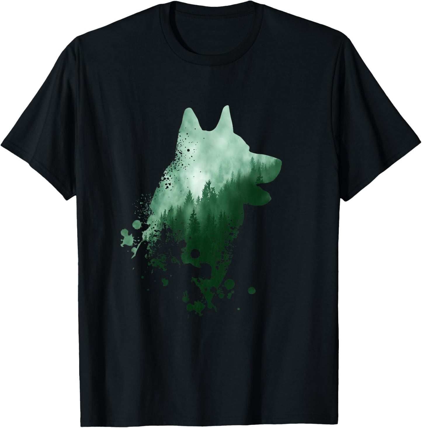 Husky Dog Silhouette | American Husky | Siberian Husky T-Shirt - T-Shirt | Black