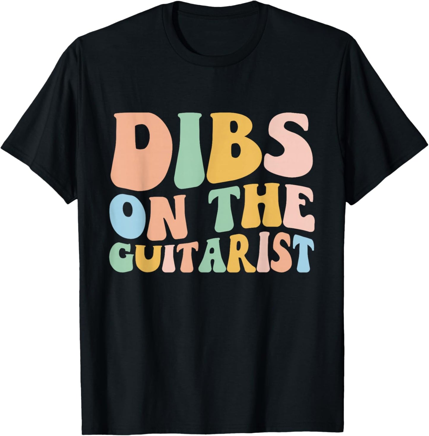 Dibs On The Guitarist Groovy Retro Guitar Wife Music Lover T-Shirt - T-Shirt | Black