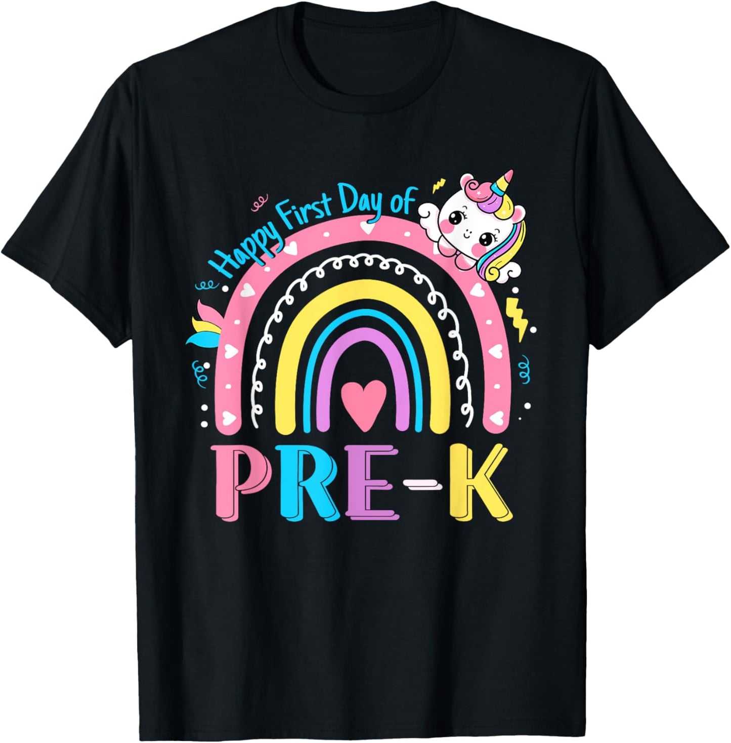 Pre-K First Day to School Team Pre K Unicorn Girl Kids T-Shirt - T-Shirt | Black