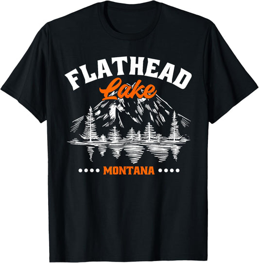 Flathead Lake Montana Kayaking Hiking Camping Fishing T-Shirt - T-Shirt | Black