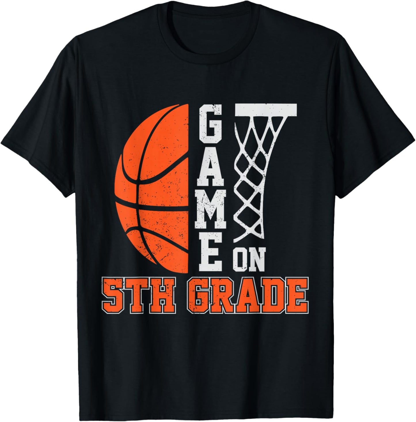 Back To School Game On 5th Grade Funny Basketball Kids T-Shirt - T-Shirt | Black