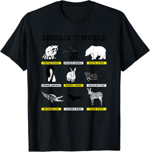 Animals of The World Funny Animal Real Names T-Shirt - T-Shirt | Black
