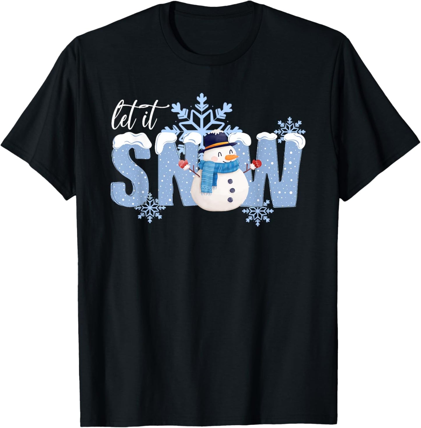 Best Winter Snow Art Women Snowman Snowflakes T-Shirt - T-Shirt | Black