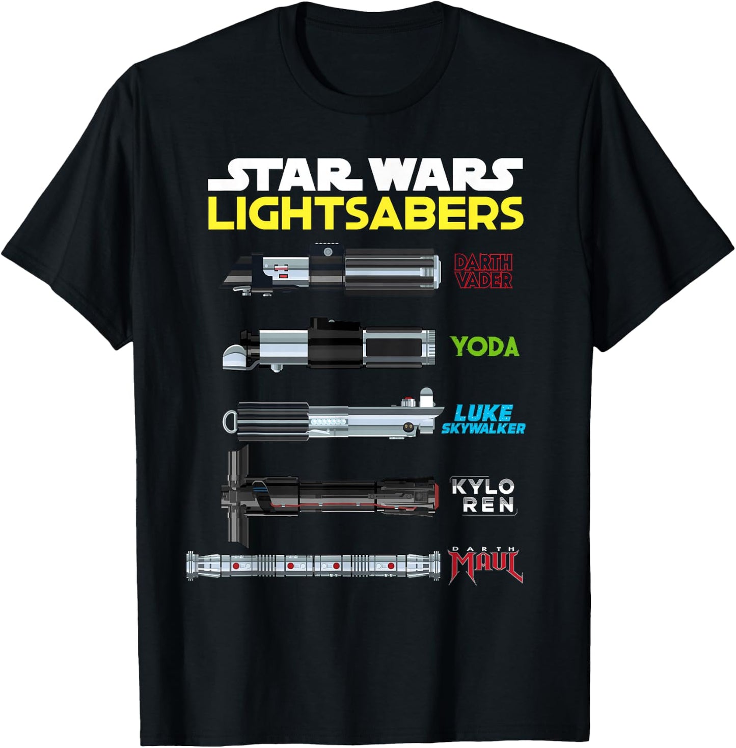 Star Wars Character Lightsabers T-Shirt - T-Shirt | Black
