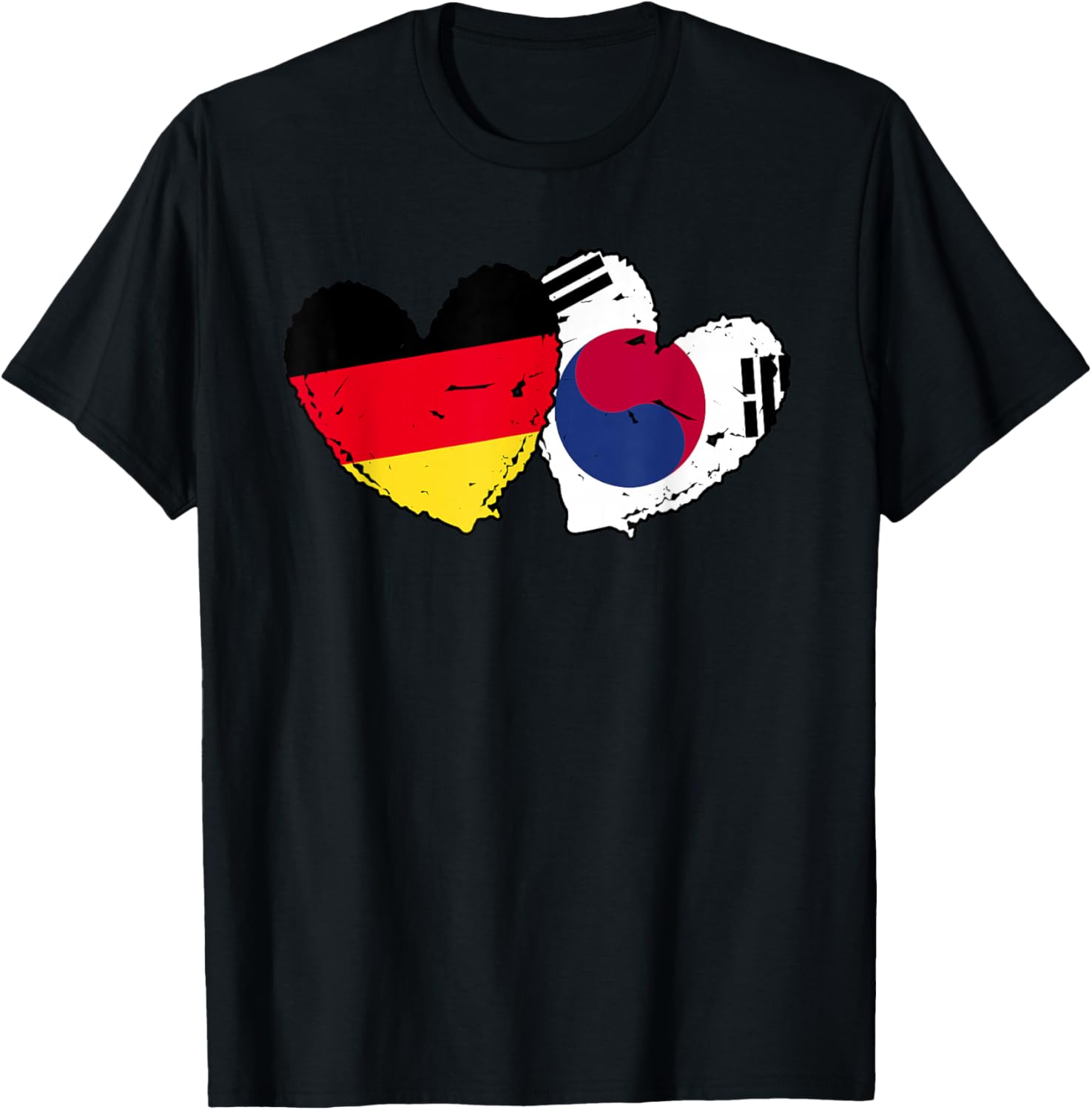Deutschland Südkorea Herzfahnen Deutsch Koreanisch Doppelflagge T-Shirt - T-Shirt | Black