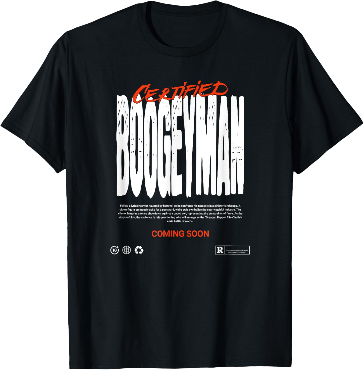 Skyscrapers Clothing Co. Certified Boogeyman -Adults Black Halloween T-Shirt - T-Shirt | Black