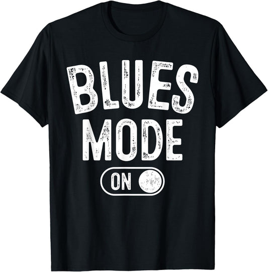 Blues Mode On Funny Blues Man Gift Musician Singer Guitarist T-Shirt - T-Shirt | Black