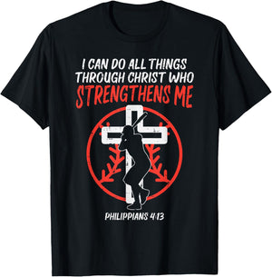 Can Do All Things Baseball Religious Christian Men Women T-Shirt - T-Shirt | Black
