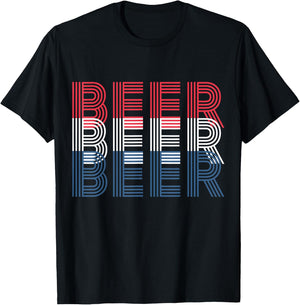 4th of July Beer Drinking Gift Patriotic Men and Women T-Shirt - T-Shirt | Black