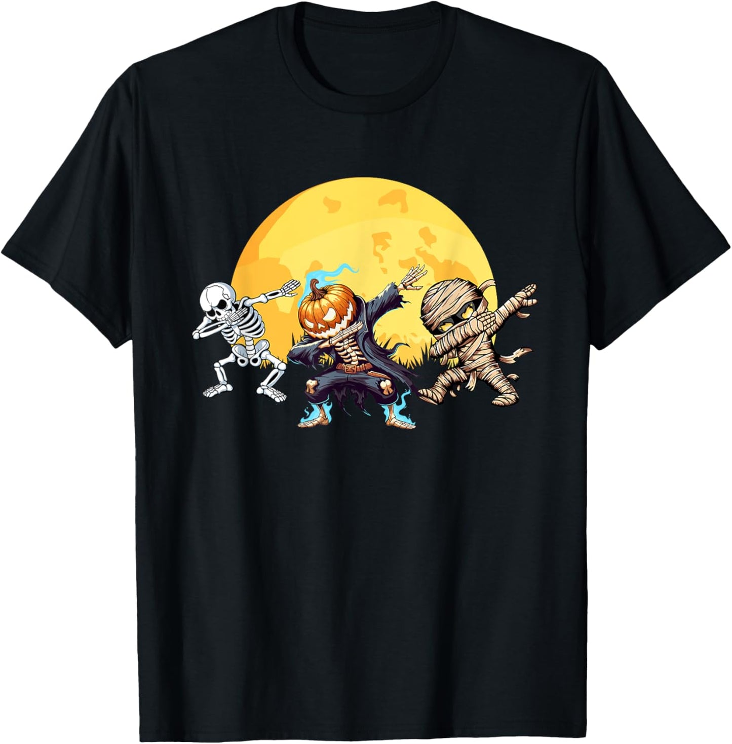 Dabbing Skeleton Mummy Spooky Squad Men Kids Boys Halloween T-Shirt - T-Shirt | Black
