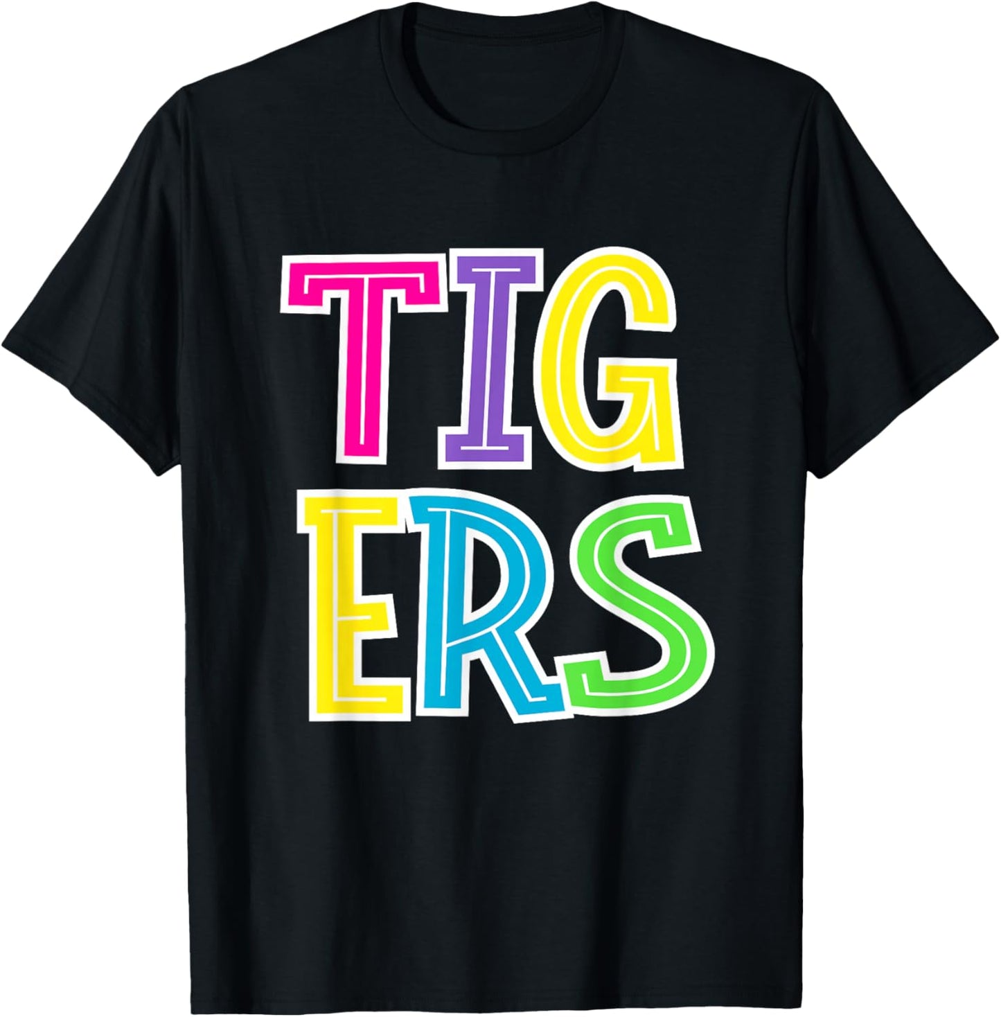Colorful Tigers School Spirit T-Shirt - T-Shirt | Black