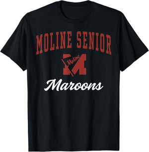 Moline Senior High School Maroons C7 T-Shirt - T-Shirt | Black