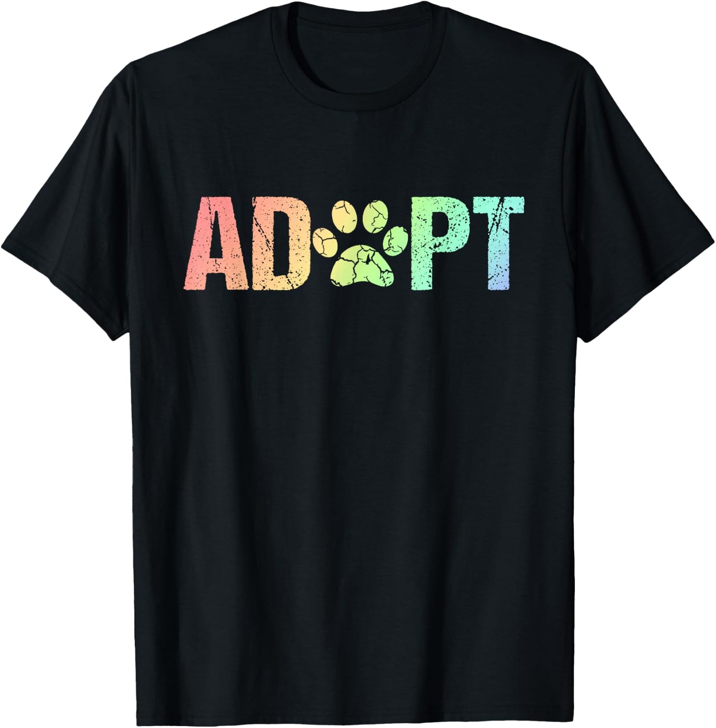 Vintage Rainbow Adopt A Dog Rescue Foster Adoption Month T-Shirt - T-Shirt | Black