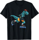 Dino Rides On Rollers T-Rex Roller Skater Skating Kids Boys T-Shirt - T-Shirt | Black