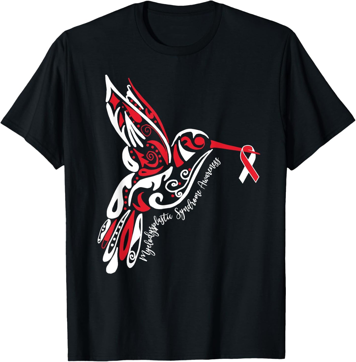 Myelodysplastic Syndrome MDS Awareness Hummingbird Ribbon T-Shirt - T-Shirt | Black