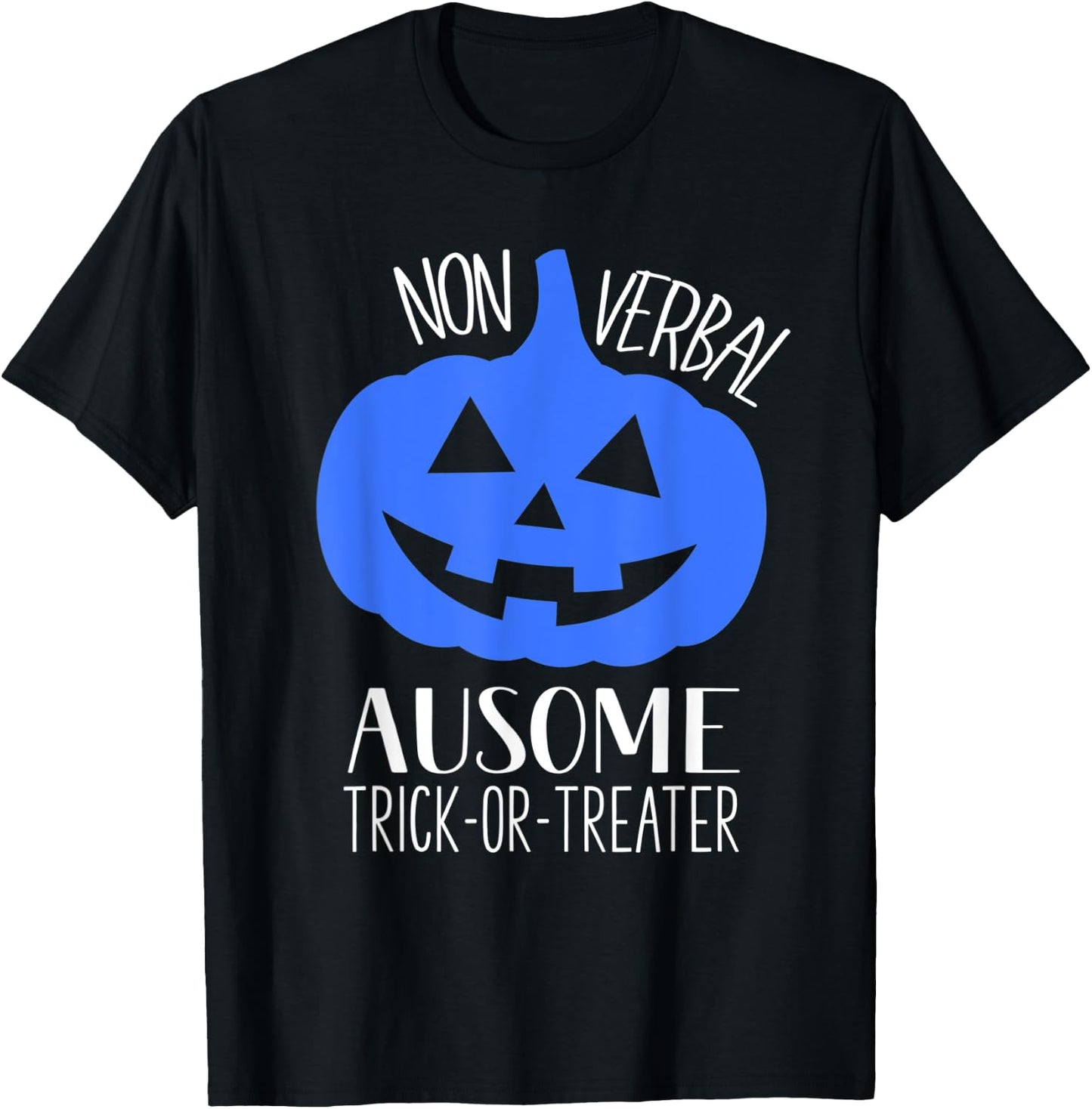 Trick or Treat Non-Verbal Halloween Pumpkin Autism Awareness T-Shirt - T-Shirt | Black