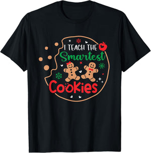 I Teach The Smartest Cookies Funny Christmas Xmas Teacher T-Shirt - T-Shirt | Black