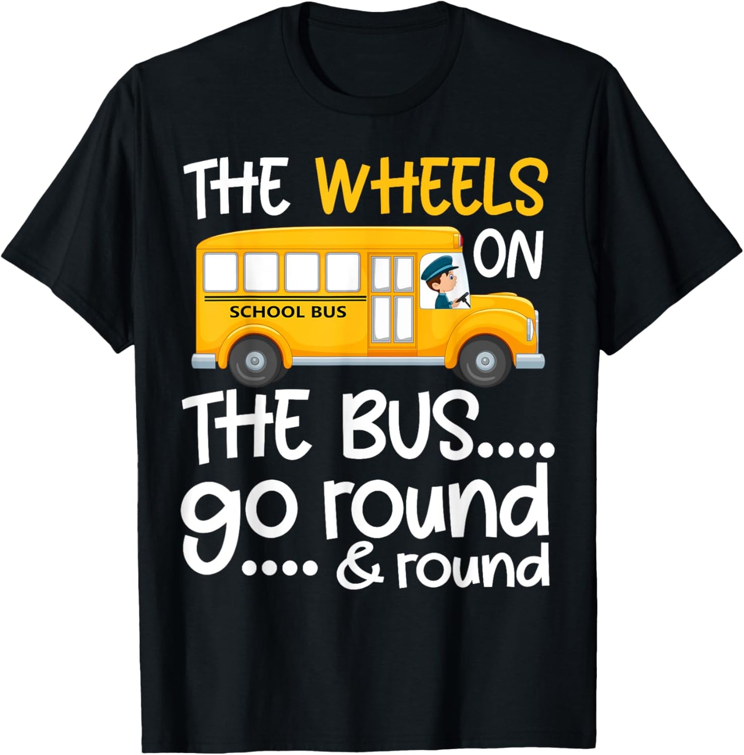 The Wheels On The Bus Toddler Kids Back to School T-Shirt - T-Shirt | Black