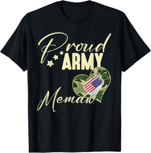 Proud Army MEMAW Camouflage Dog Tag USA American Flag T-Shirt - T-Shirt | Black