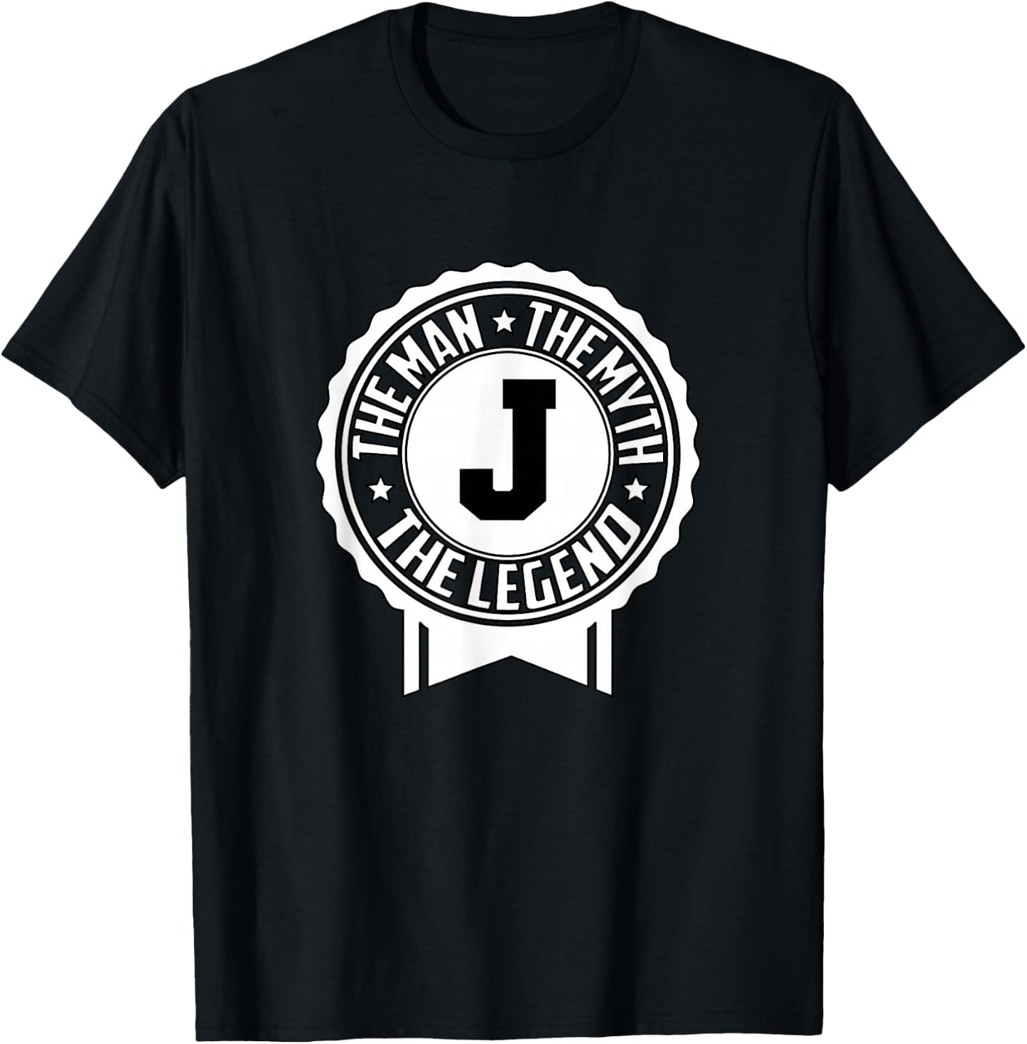 The Man The Myth The Legend Monogrammed Letter J T-Shirt - T-Shirt | Black
