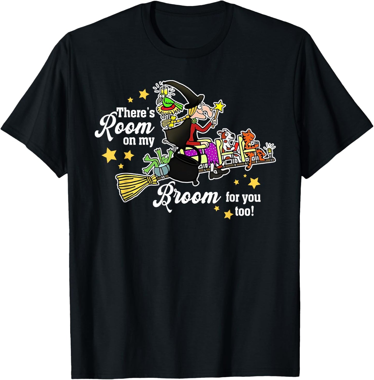 Funny There's Room On My Broom For You Too Teacher Halloween T-Shirt - T-Shirt | Black