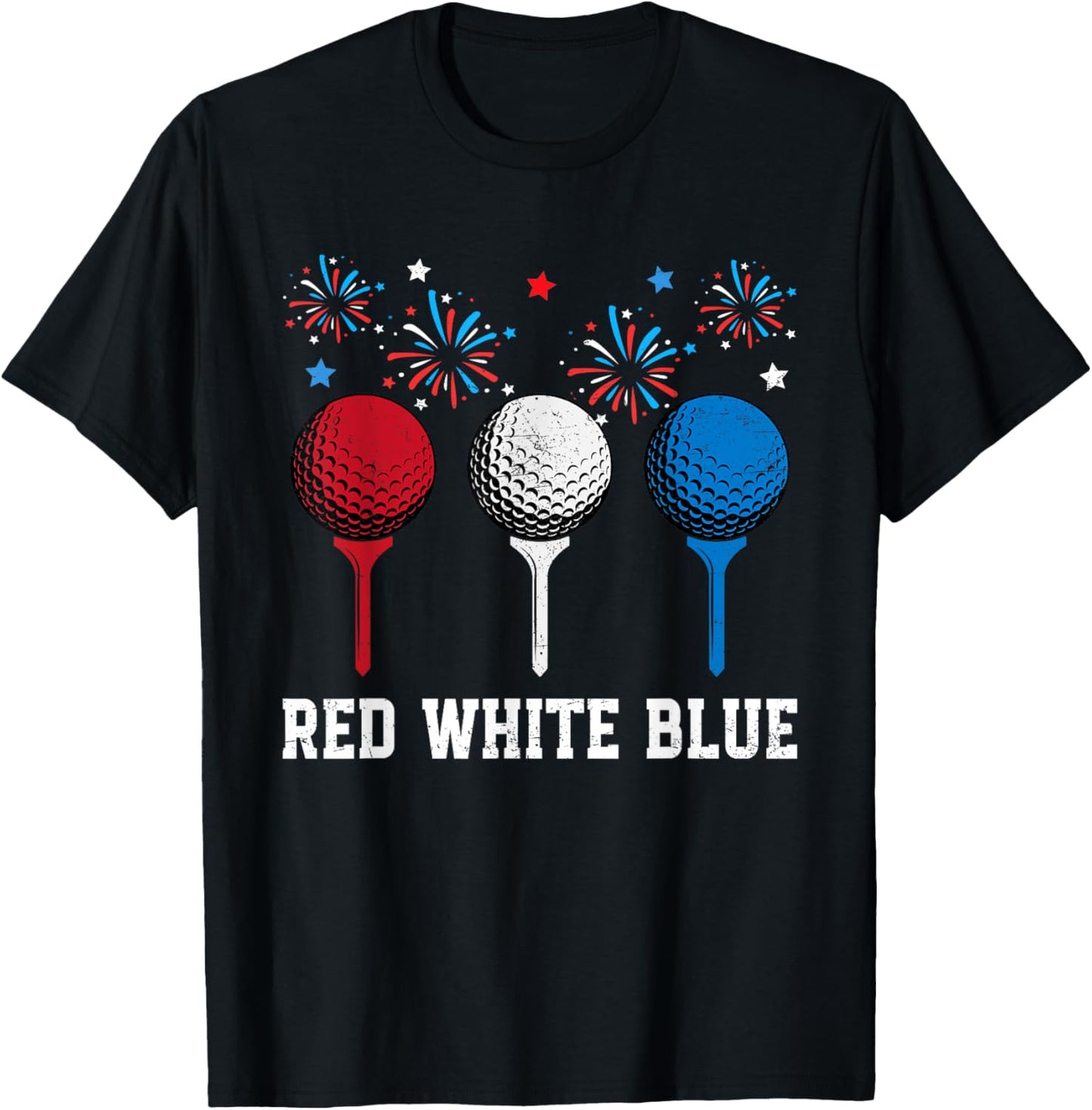Red White Blue Golf Patriotic Golf 4th Of July Golf Outfits Women Kids Men T-Shirt - T-Shirt | Black