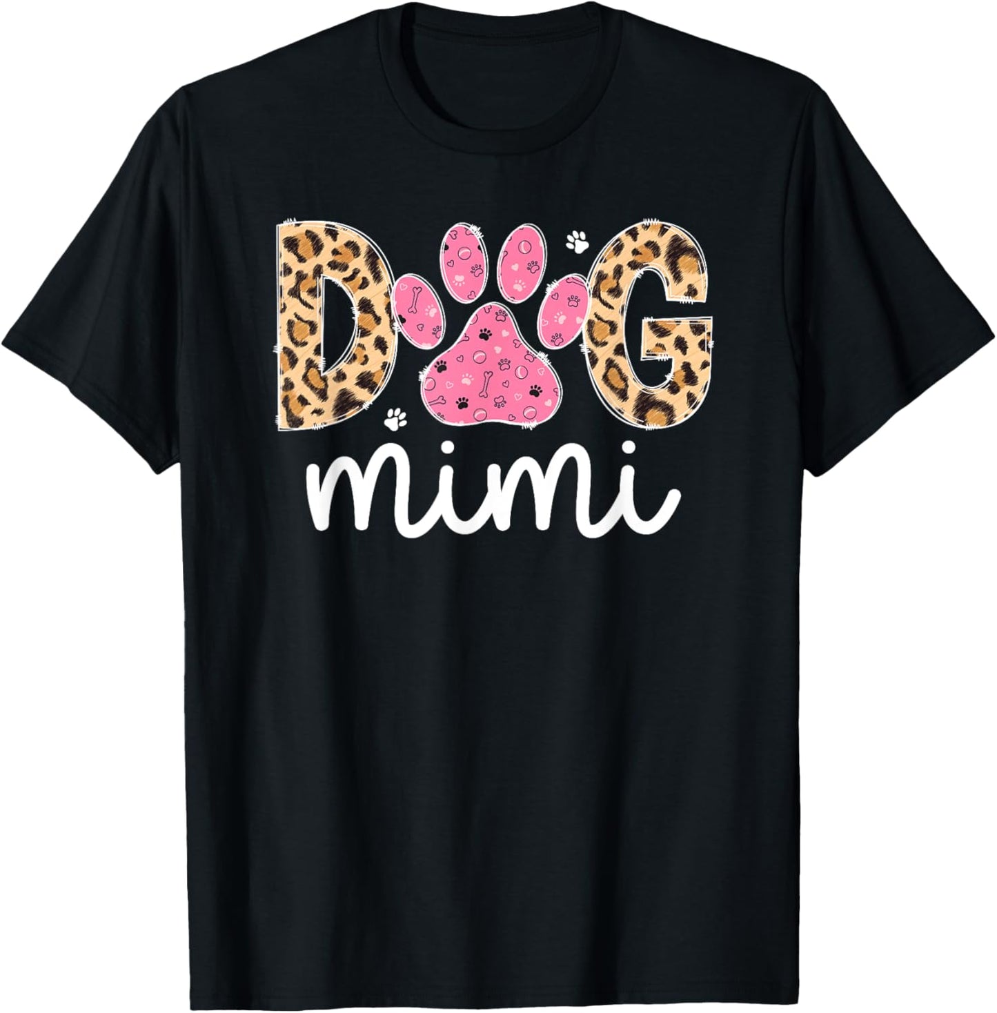 Dog Mimi Dog Lover Mimi Grandma Leopard T-Shirt - T-Shirt | Black