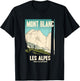 Mont Blanc ALPES Mountains Retro Travel Poster Gift T-Shirt - T-Shirt | Black