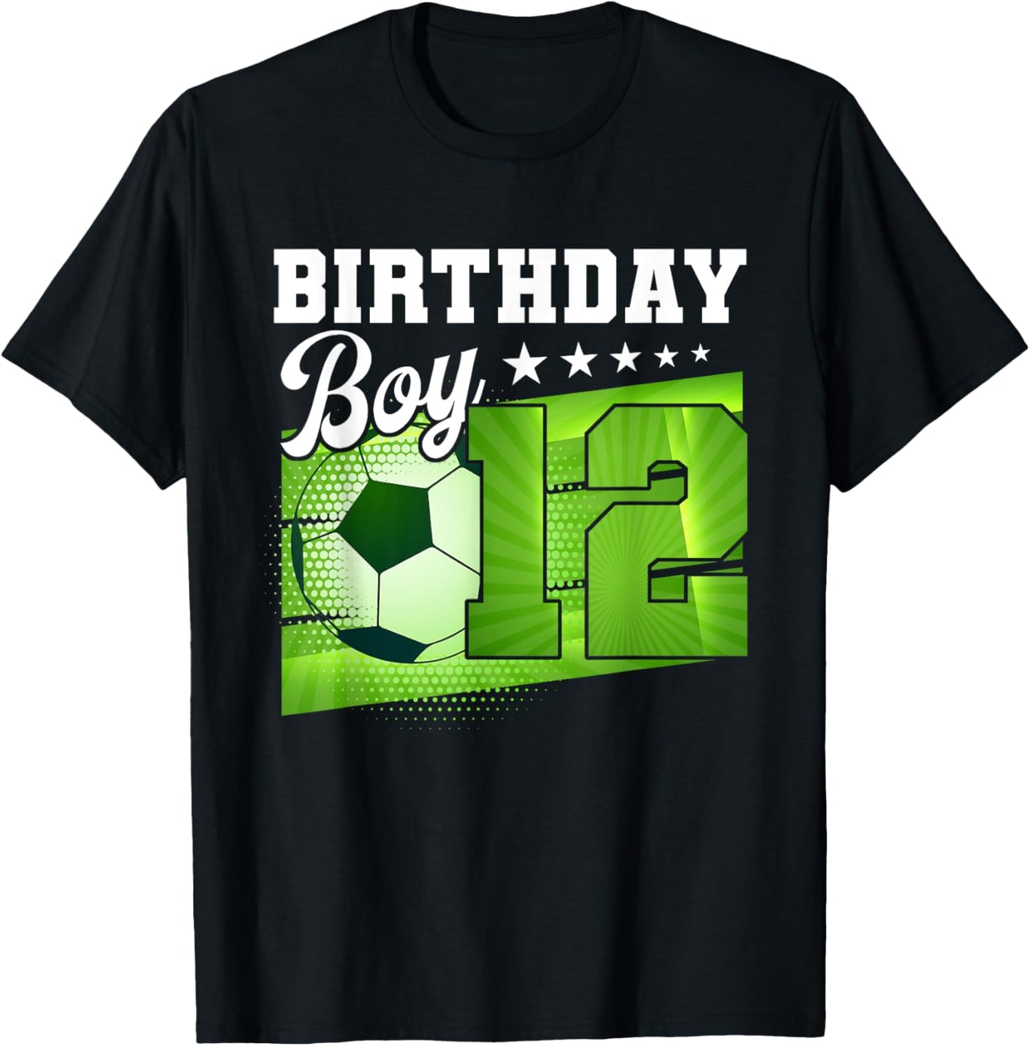 Birthday Boy 12 Soccer Its My 12th Birthday Boys Soccer T-Shirt - T-Shirt | Black