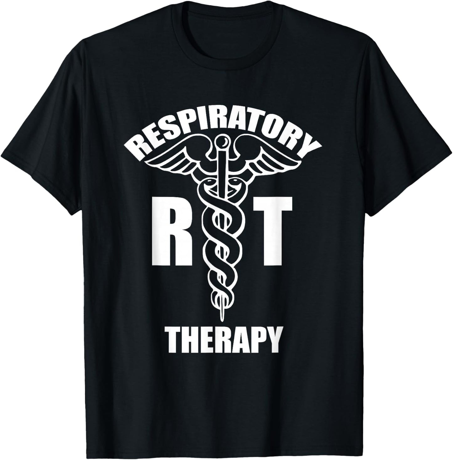 Respiratory Therapy RT Therapist RRT Caduceus Medical Symbol T-Shirt - T-Shirt | Black