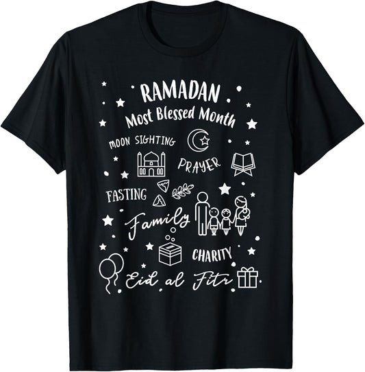 Ramadan Blessed Month Muslim Islamic Ramadhan Eid al Fitr T-Shirt - T-Shirt | Black