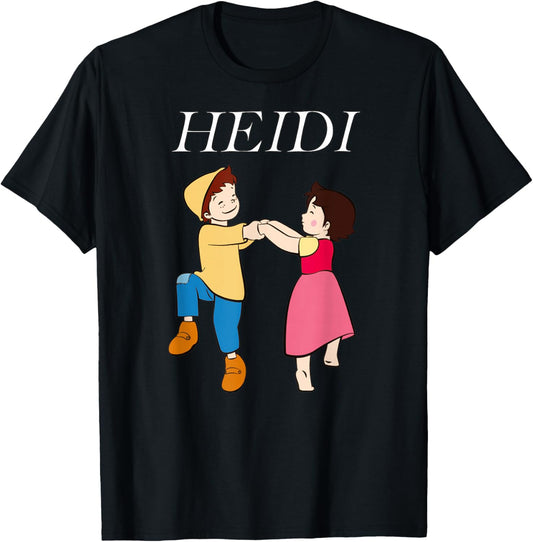 Heidi and Peter Dancing Cartoon TV Series with Logo T-Shirt - T-Shirt | Black