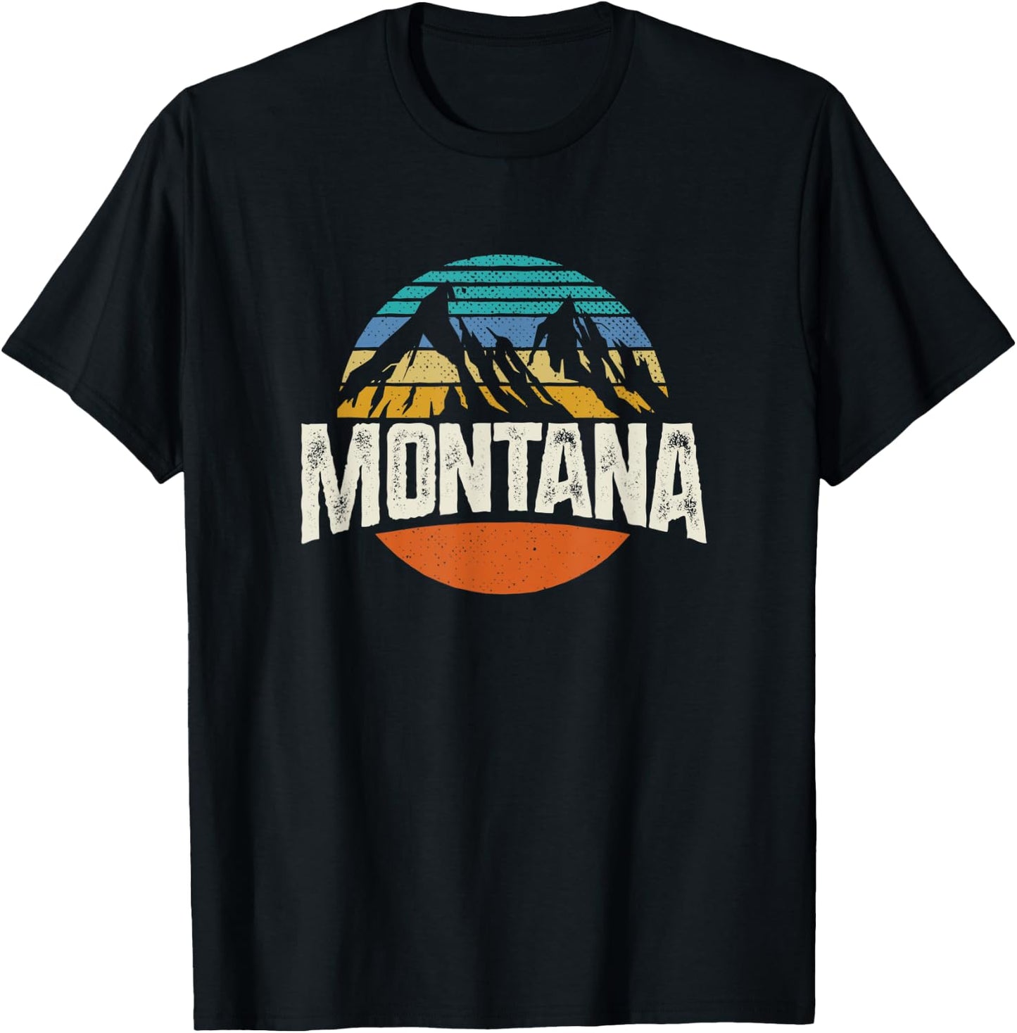 Montana Mountains Retro Design Hiking MT T-Shirt - T-Shirt | Black