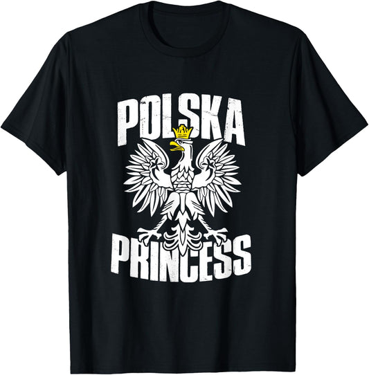Polska Princess Retro Vintage Eagle Polish Pride Poland T-Shirt - T-Shirt | Black