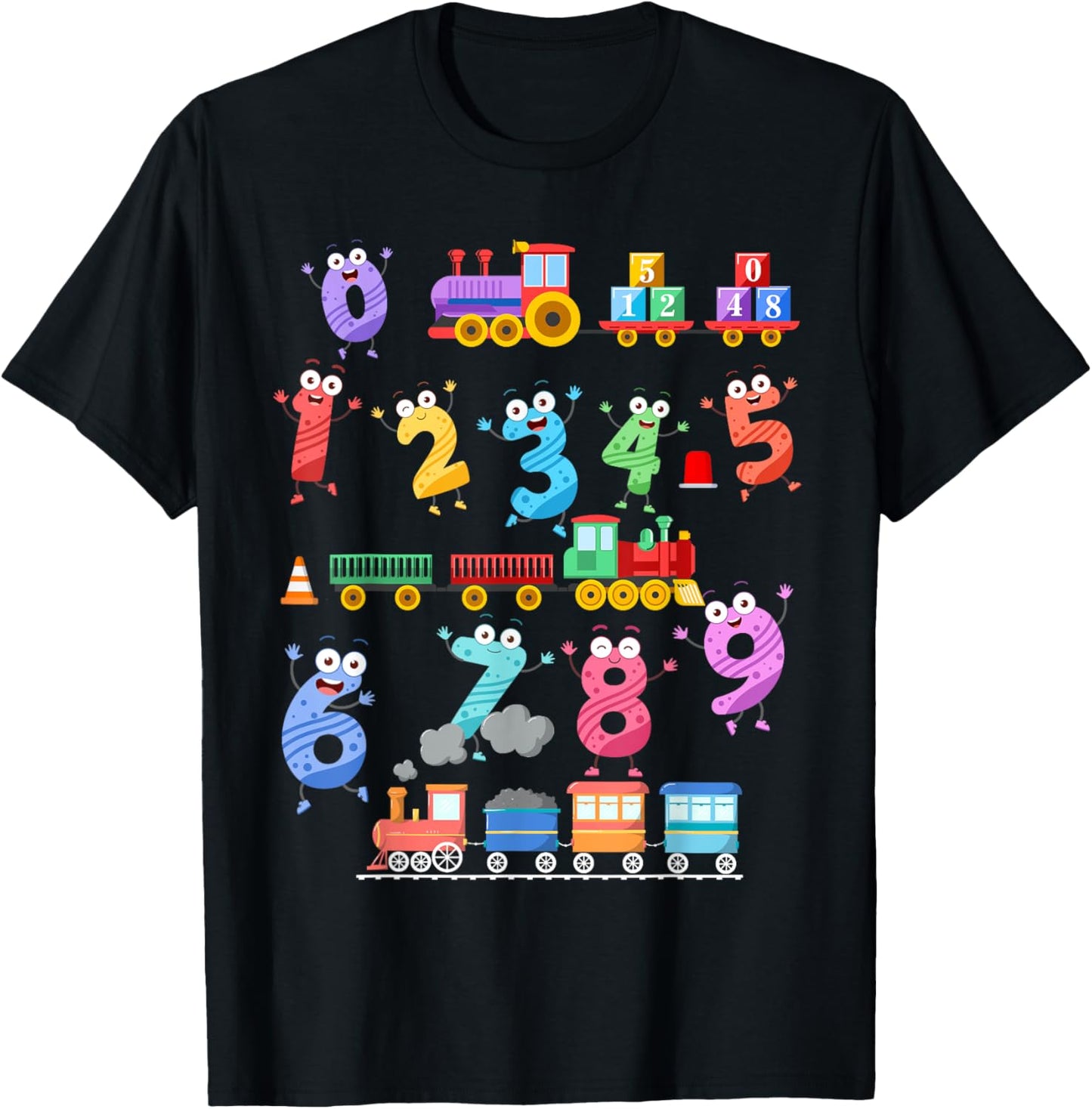 Maths Day Numbers Idea For Kids Train Themed Maths Number T-Shirt - T-Shirt | Black