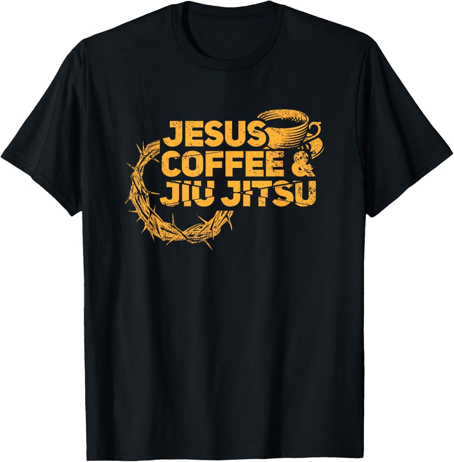 Jesus Jiu Jitsu & Coffee for Christian Martial Arts Fan T-Shirt - T-Shirt | Black