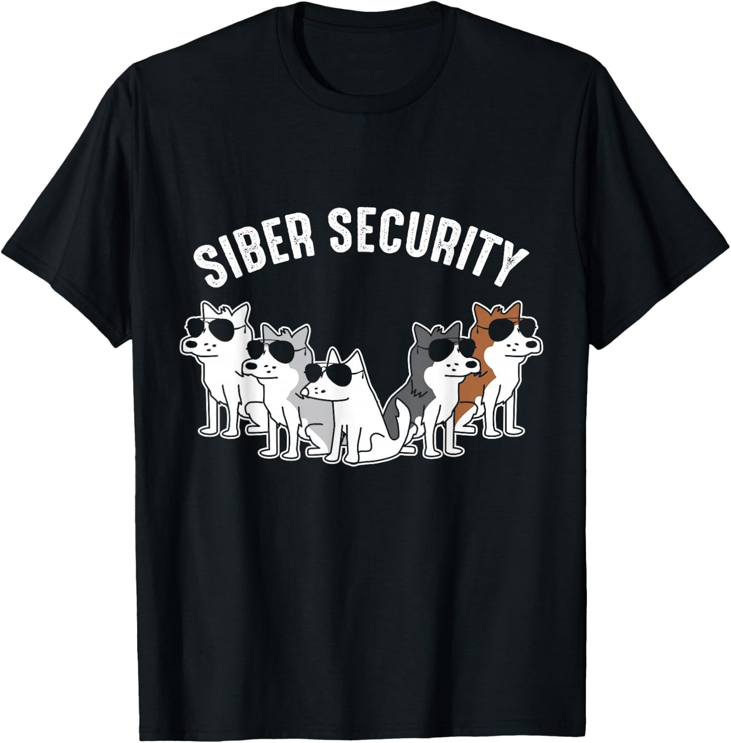Siberian Husky Siber Security Crew T-Shirt - T-Shirt | Black