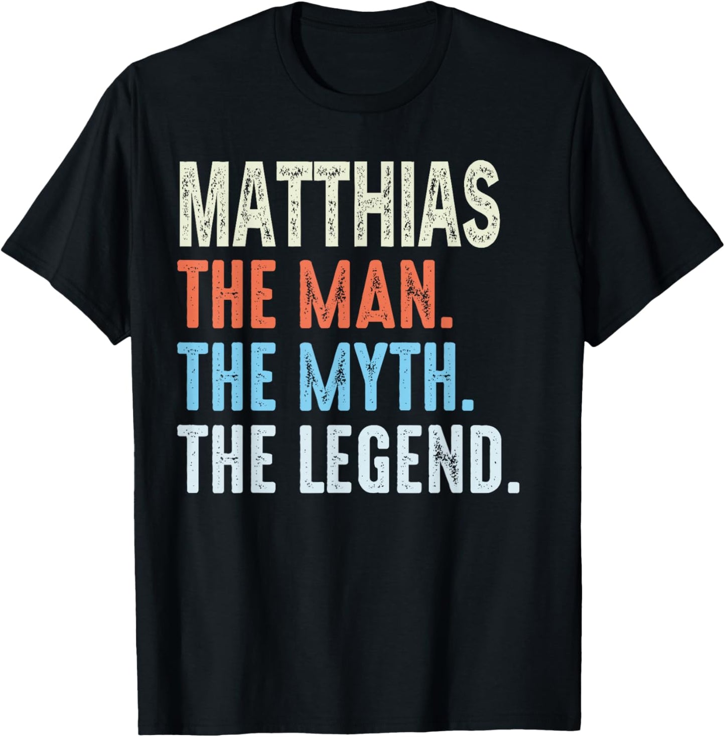 Matthias The Legend Name Personalized Cute Idea Men Vintage T-Shirt - T-Shirt | Black