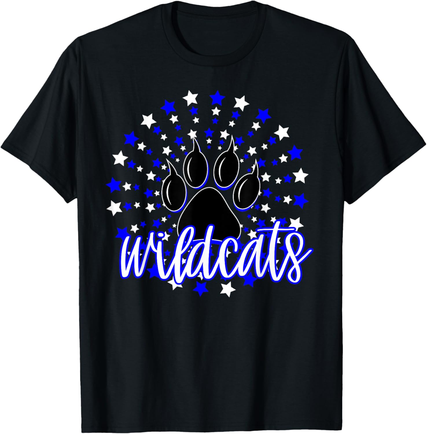 Wildcats School Spirit Blue Wildcat Pride Elementary Teacher T-Shirt - T-Shirt | Black