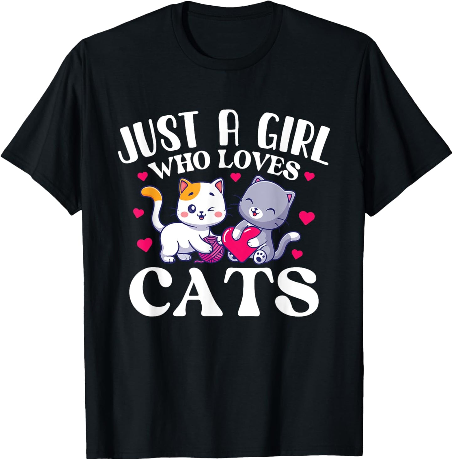 Just A Girl Who Loves Cats - Cat Lover Kitten Owner Kitty T-Shirt - T-Shirt | Black