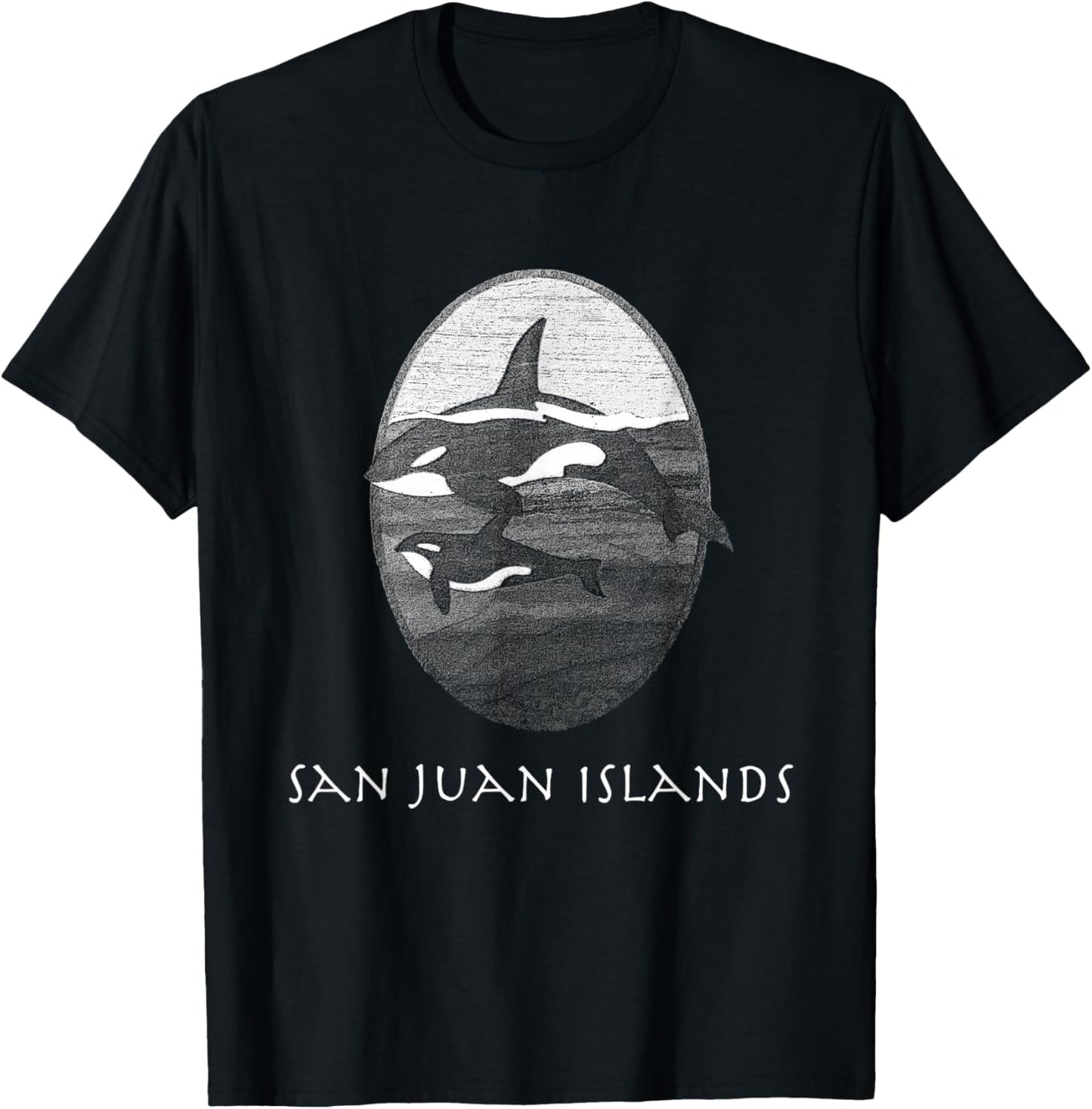 San Juan Islands WA Orca Killer Whales Pacific Northwest PNW T-Shirt - T-Shirt | Black