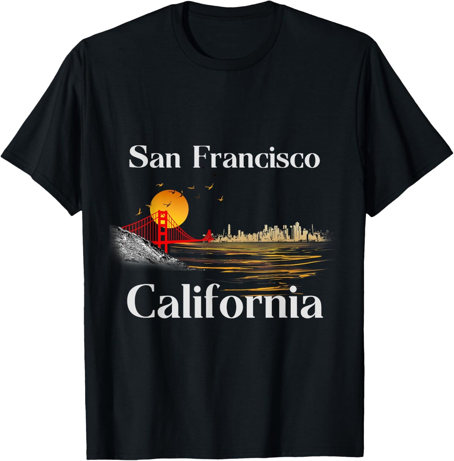 San Francisco California Cityscape Men Women and Youth T-Shirt - T-Shirt | Black