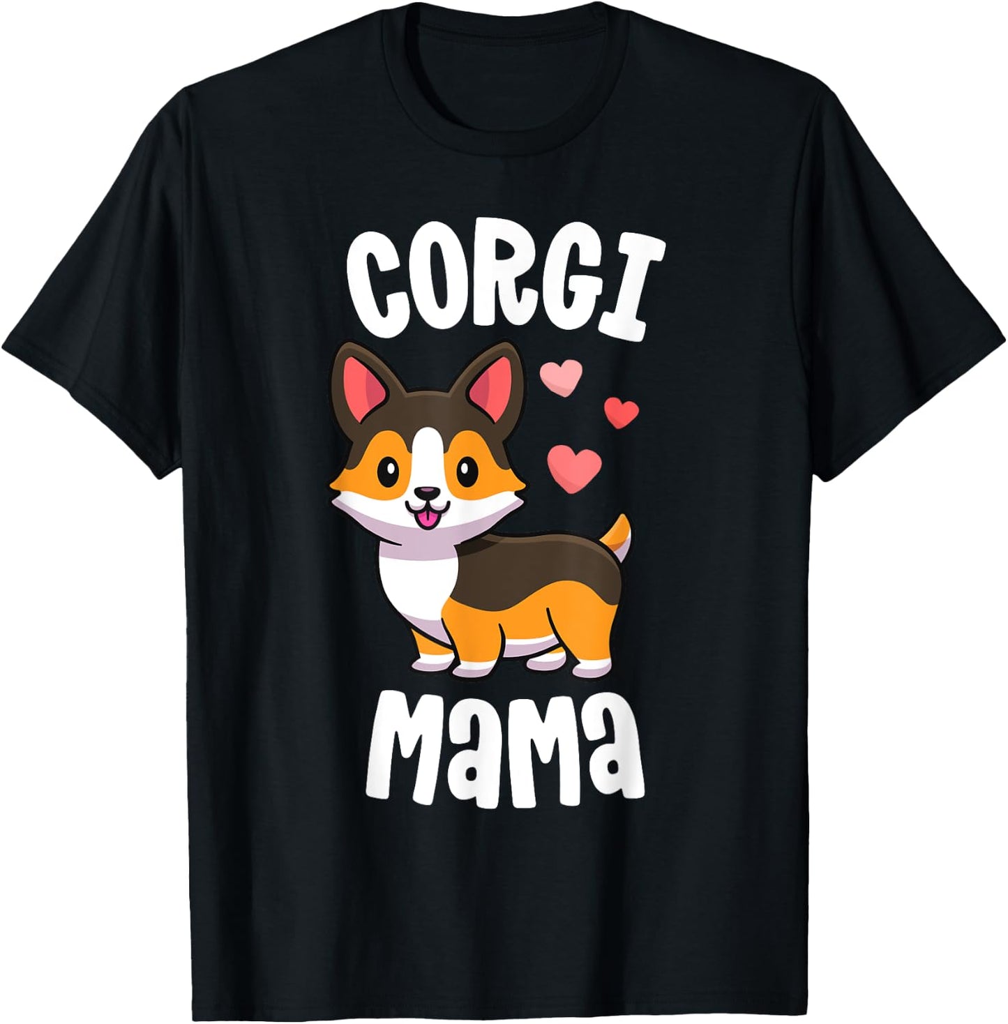 Corgi Mom Shirts Dog Mama Red Tricolour Corgi T-Shirt - T-Shirt | Black