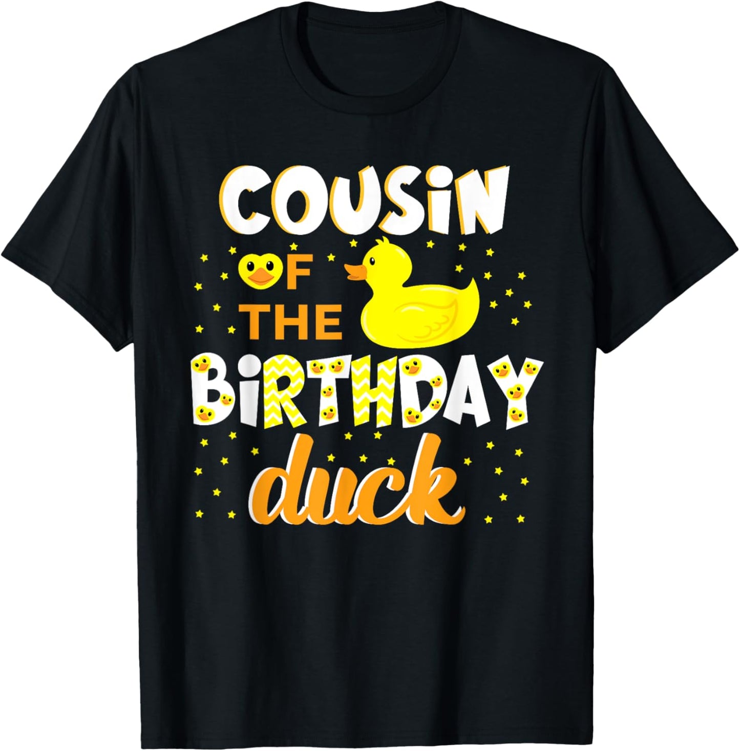 Cousin Of The Birthday Duck Yellow Duck Birthday Fun T-Shirt - T-Shirt | Black