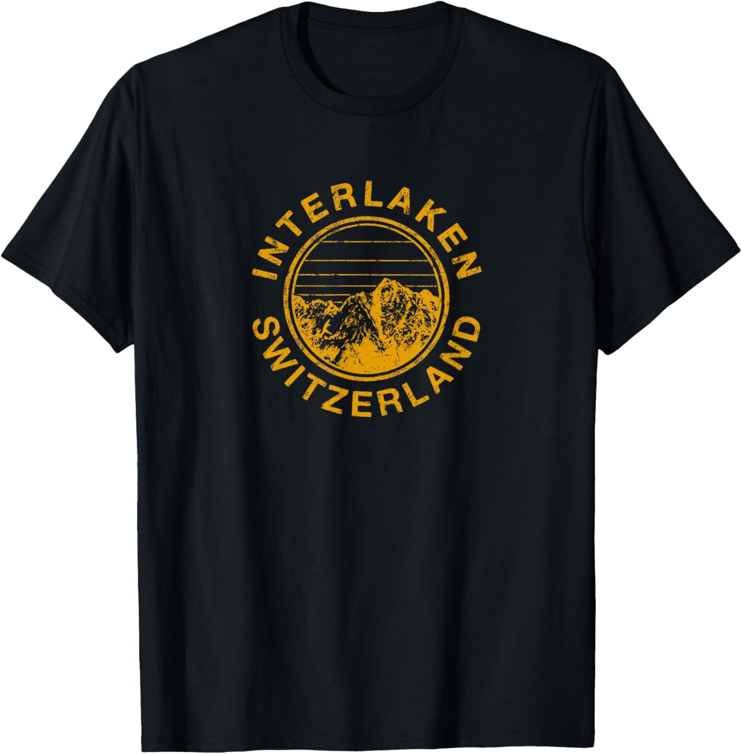 Interlaken Switzerland Swiss Retro Ski Vintage T-Shirt - T-Shirt | Black