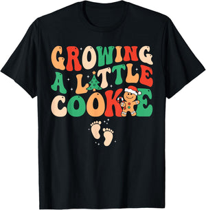 Growing A Little Cookie Christmas Pregnancy Announcement T-Shirt - T-Shirt | Black