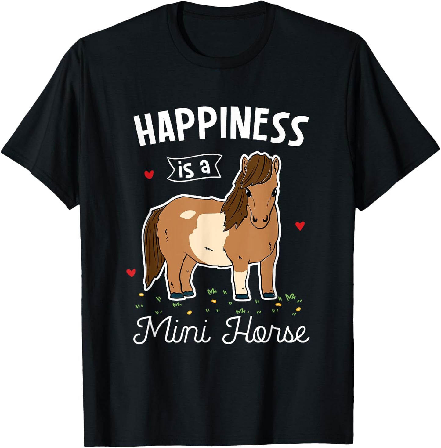 Miniature horse horse lover gifts Happiness Is A Mini Horse T-Shirt - T-Shirt | Black