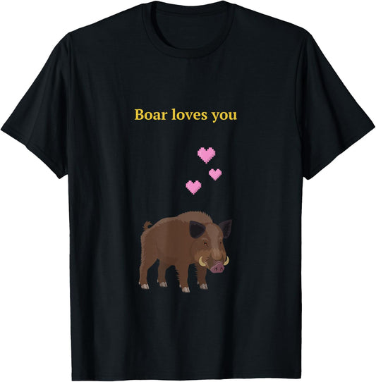Boar loves you in Valheim T-Shirt - T-Shirt | Black