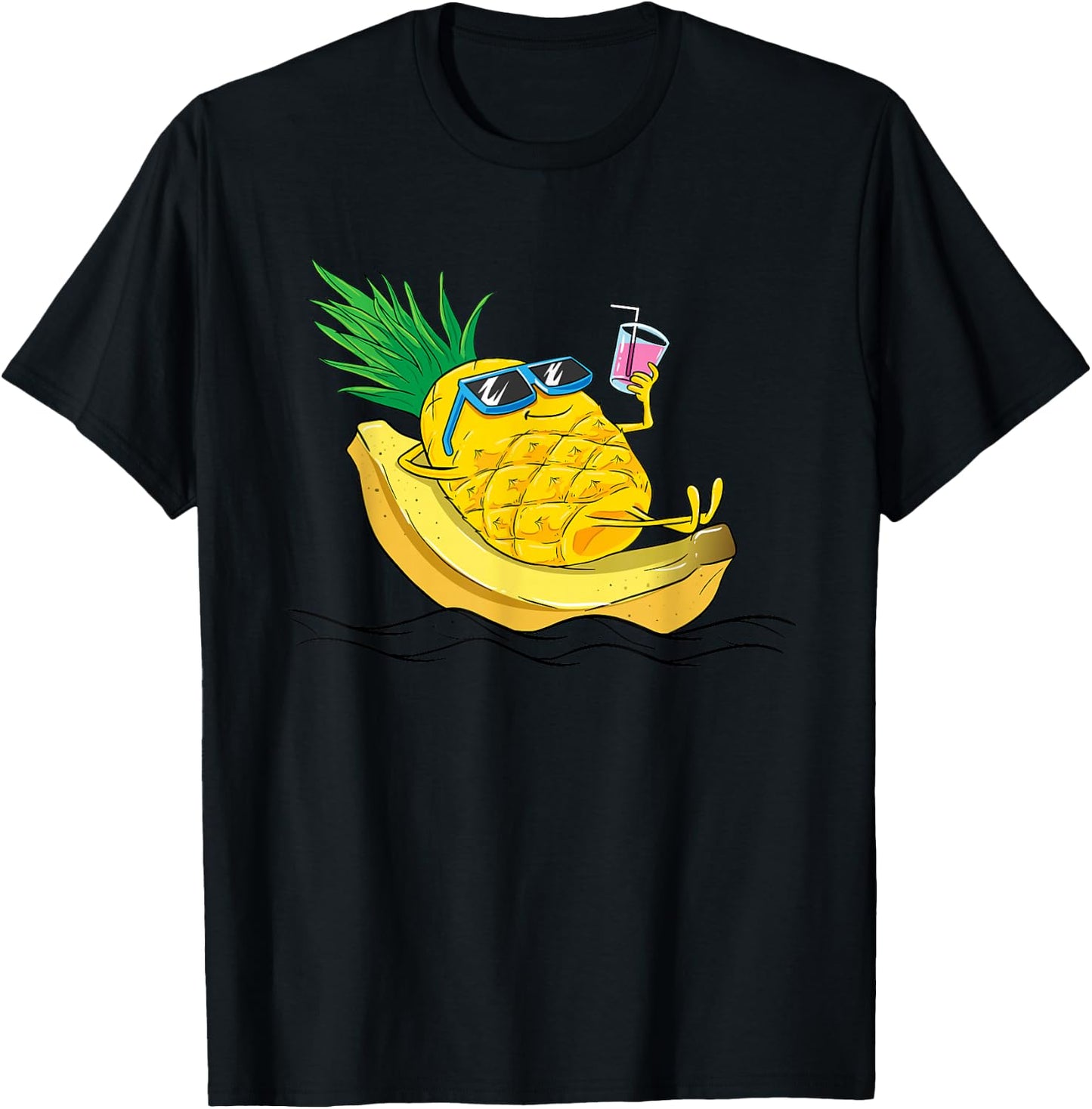 Kids Cool Pineapple Banana Shirt chill summer vacation T-Shirt - T-Shirt | Black