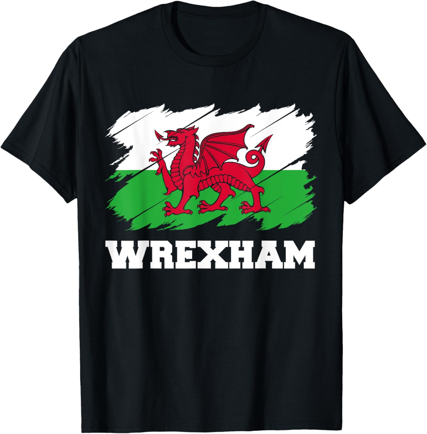 Wrexham Wales City Cymru, Welsh Flag Dragon T-Shirt - T-Shirt | Black